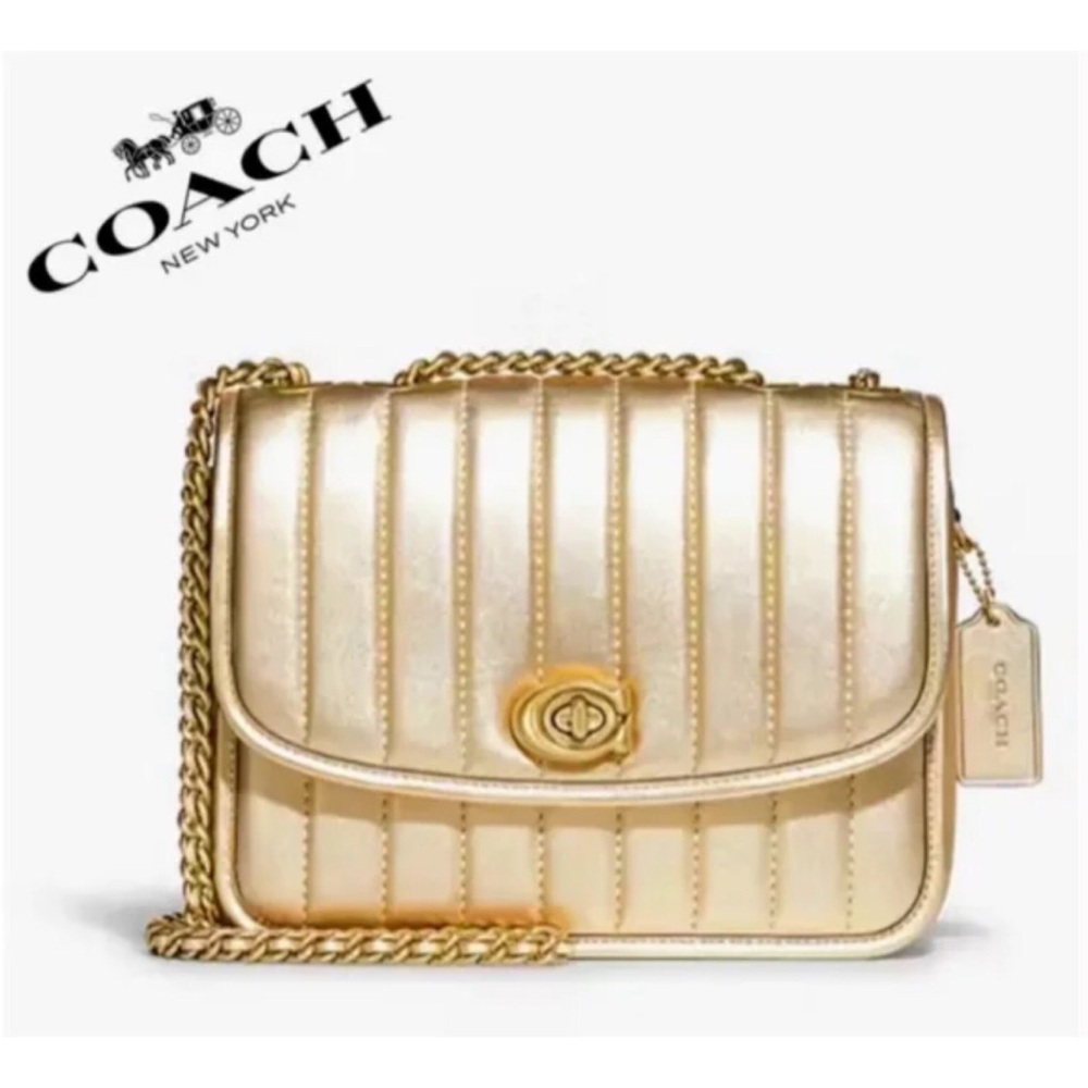 Coach Madison leather gold handbag with chain